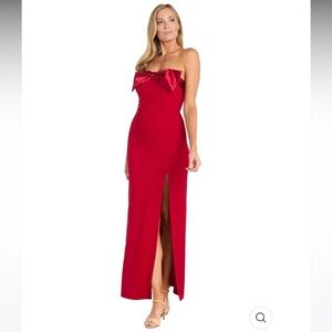 🆕R&M Richards Strapless Bow Red Dress